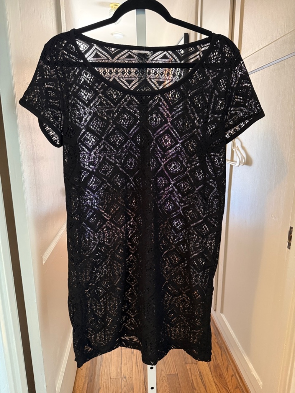 Black Crochet Swim Coverup Dress